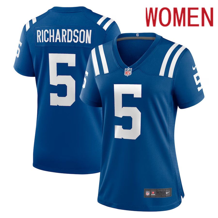 Women Indianapolis Colts 5 Anthony Richardson Nike Royal 2023 NFL Draft First Round Pick Game Jersey